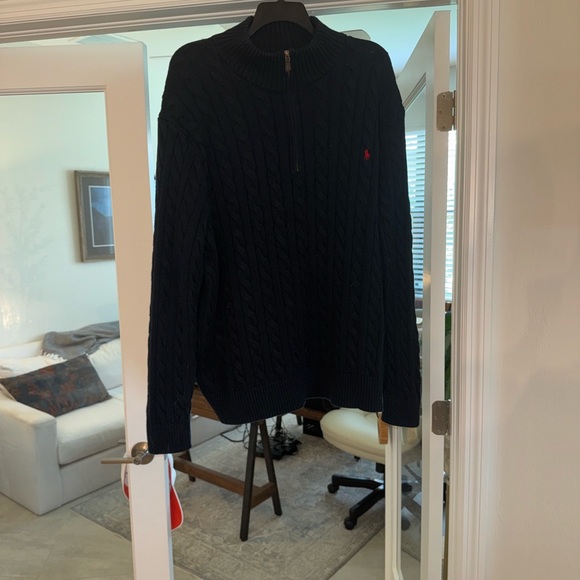Ralph Lauren Cable-Knit Cotton Quarter-Zip Sweater (Big & Tall) - Picture 4 of 4